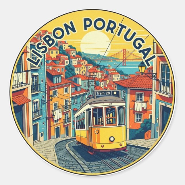 Lisbon Portugal Travel Alfama Classic Round Sticker (Front)