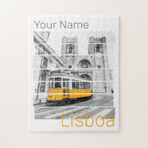 Lisbon Portugal Vintage Holiday Tram Souvenir Jigsaw Puzzle