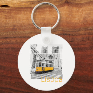 Lisbon Portugal Vintage Holiday Tram Souvenir Key Ring