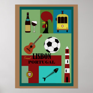 Lisbon Portugal Vintage Travel Art Poster