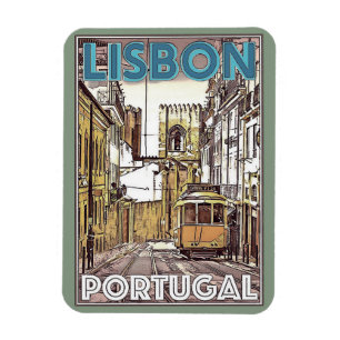 Lisbon Portugal Vintage Travel Magnet