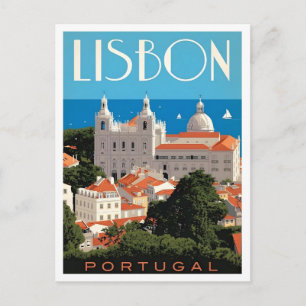 Lisbon Portugal Vintage Travel  Postcard