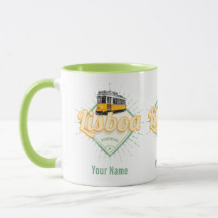 Lisbon Portugal with Retro Tram Vintage Holiday Mug
