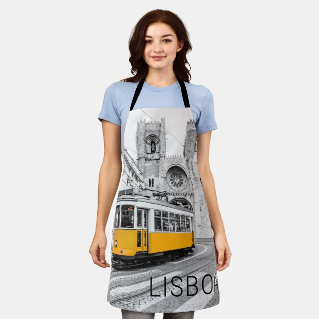 Lisbon Retro Tram Portugal Vintage Streetcar Apron (Worn)