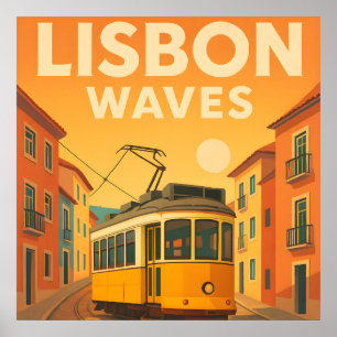 Lisbon Retro Travel : Mid-Century Art Poster
