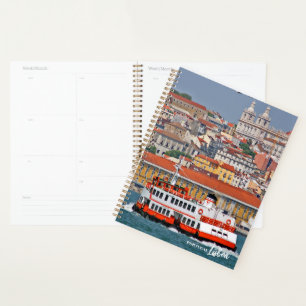 Lisbon skyline with old ferry on Tagus river Planner