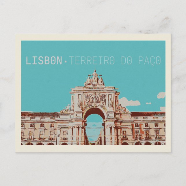 Lisbon Terreiro do Paço illustration , Portugal Postcard (Front)