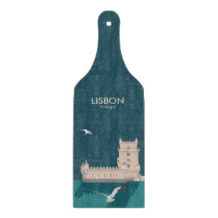 Lisbon Tower of Belem in vintage poster style Cutting Board
