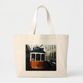 Lisbon tram large tote bag