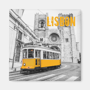Lisbon Tram Portugal vintage streetcar Luggage Tag Magnet