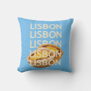 Lisbon Travel Art, Blue, Portugal Cushion