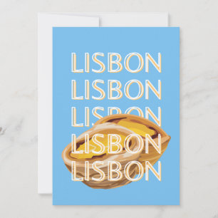Lisbon Travel Art, Blue, Portugal Holiday Card