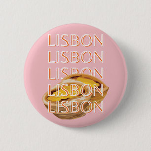 Lisbon Travel Art, Pastel, Portugal 6 Cm Round Badge
