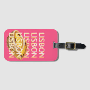 Lisbon Travel Art, Pink, Portugal Travel Art Luggage Tag