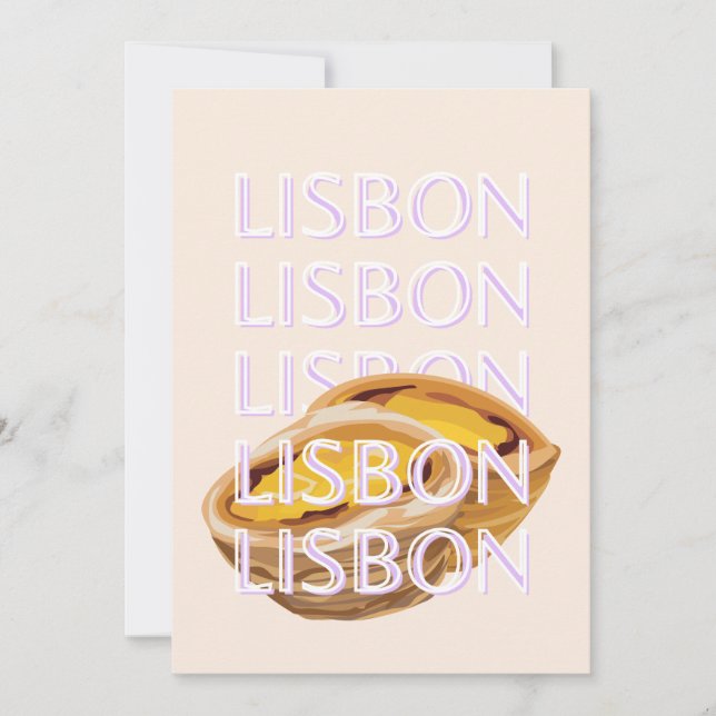 Lisbon Travel Art, Portugal Travel Art, Pastel Holiday Card (Front)