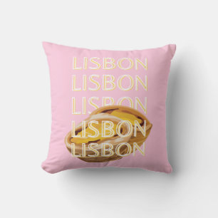 Lisbon Travel Art, Portugal Travel Art, Pink Cushion