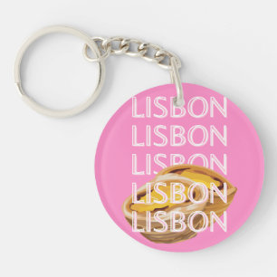Lisbon Travel Art, Summer Travel Art, Pink Key Ring