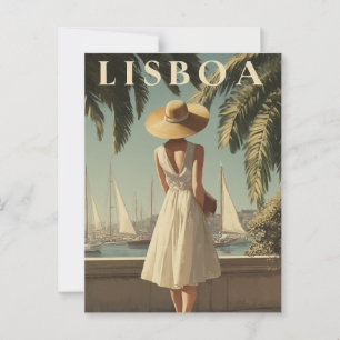 Lisbon vintage fashion postcard