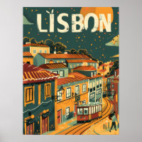 Lisbon Vintage Travel Ad Art