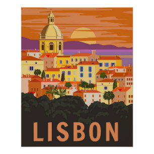 Lisbon Vintage Travel Poster