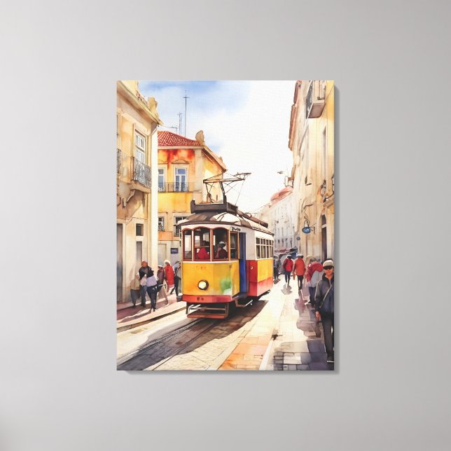 Lisbon watercolor art canvas print (Front)