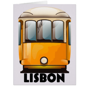 Lisbon yellow Tram travel poster