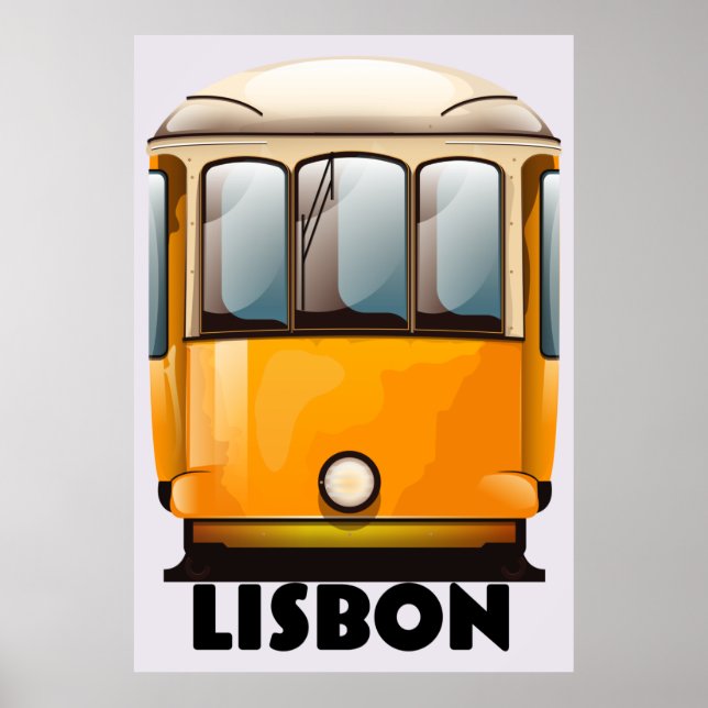 Lisbon yellow Tram travel poster (Front)