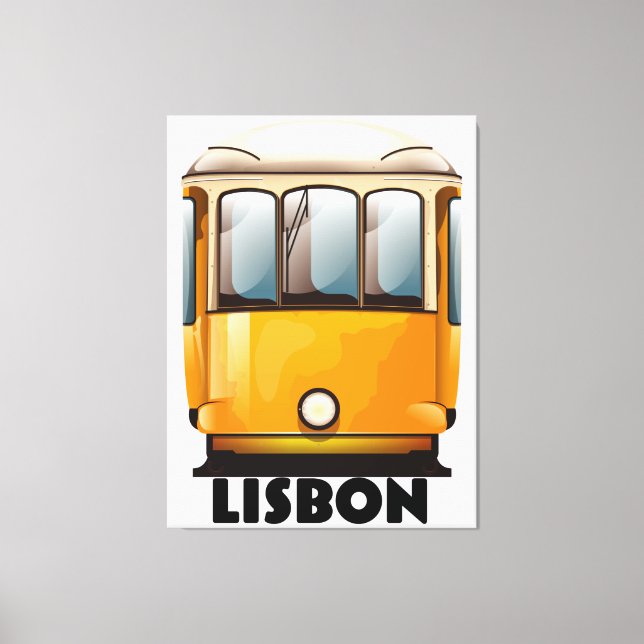 Lisbon yellow Tram travel poster Canvas Print (Front)