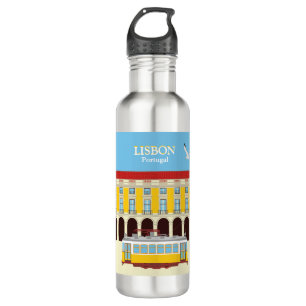 Lisbon yellow tram vintage style  710 ml water bottle