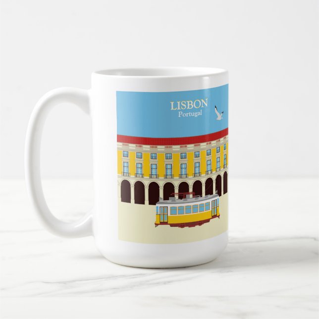 Lisbon yellow tram vintage style      coffee mug (Left)