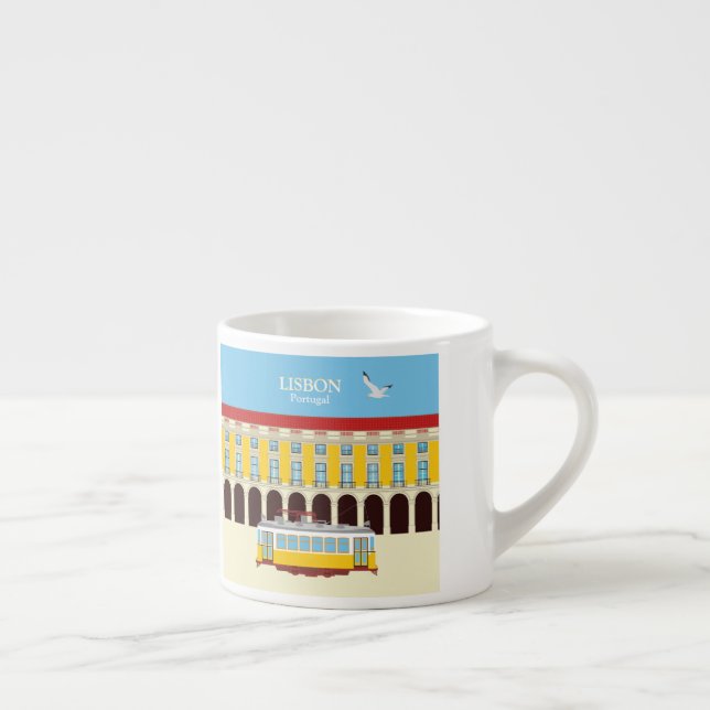 Lisbon yellow tram vintage style    espresso cup (Right)