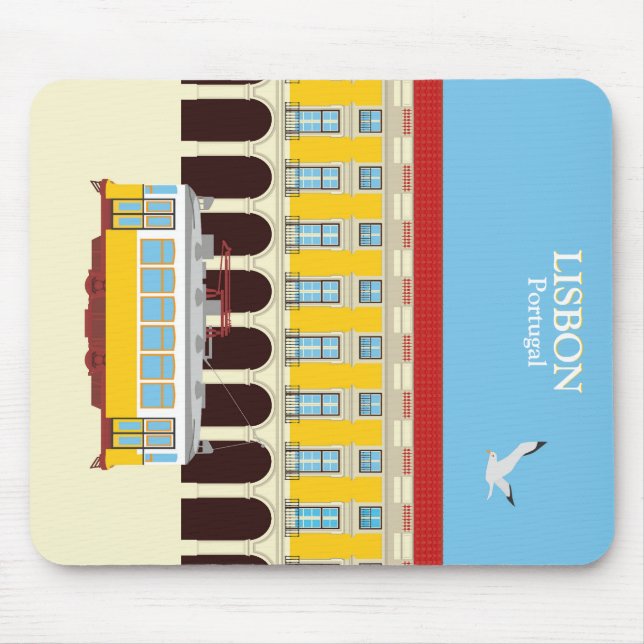 Lisbon yellow tram vintage style    mouse pad (Front)