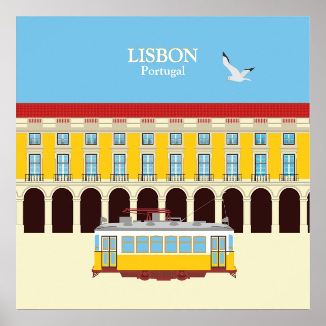 Lisbon yellow tram vintage style  poster (Front)