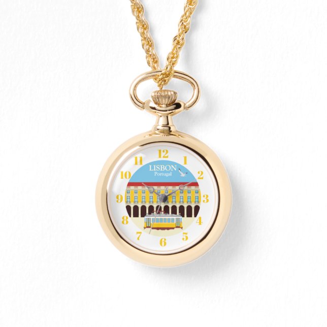 Lisbon yellow tram vintage watch (Front)