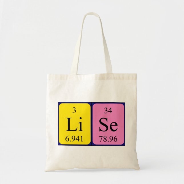 Lise periodic table name tote bag (Front)