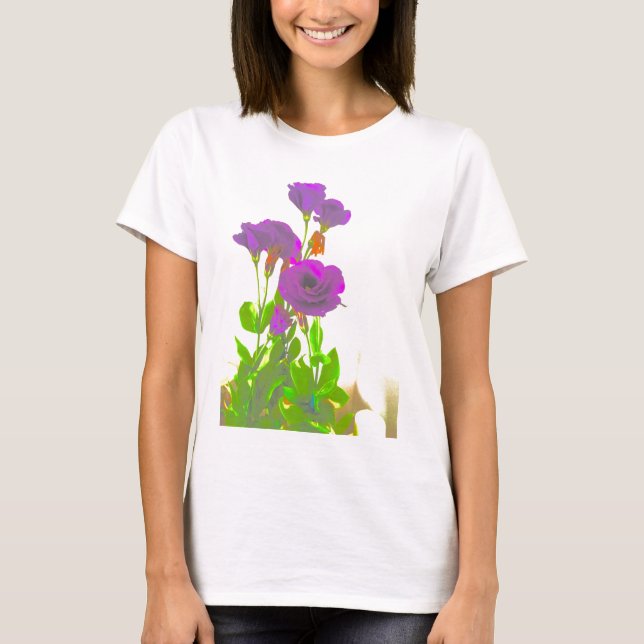 Lisianthus Purple Flowers T-Shirt (Front)