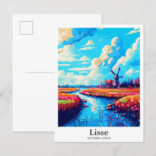 Lisse Netherlands Art Vintage Travel Illustration Postcard