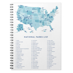 List of National Parks in the United States Notebook