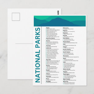 List of National Parks in the United States Postcard