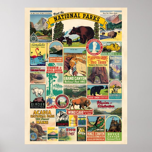 List of National Parks in the United States Poster (Front)