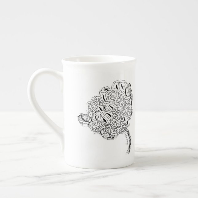Listakora Flower Bone China Teacup Mug (Left)
