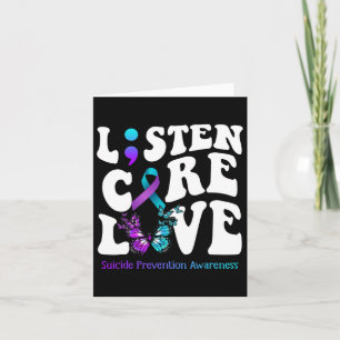 Listen Care Love Butterfly Suicide Prevention Awar Card