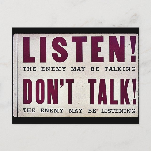 Listen! Don't Talk Postcard (Front)