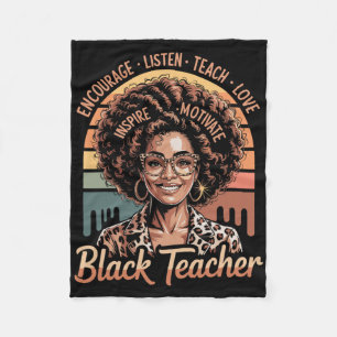 Listen Teach Love Inspire Motivate Lead, Black Afr Fleece Blanket