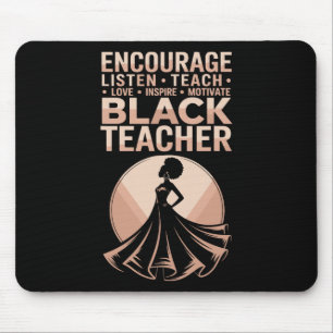 Listen Teach Love Inspire Motivate Lead, Black Afr Mouse Pad