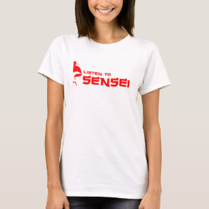 Listen to Sensei (Womens) White/Red T-Shirt