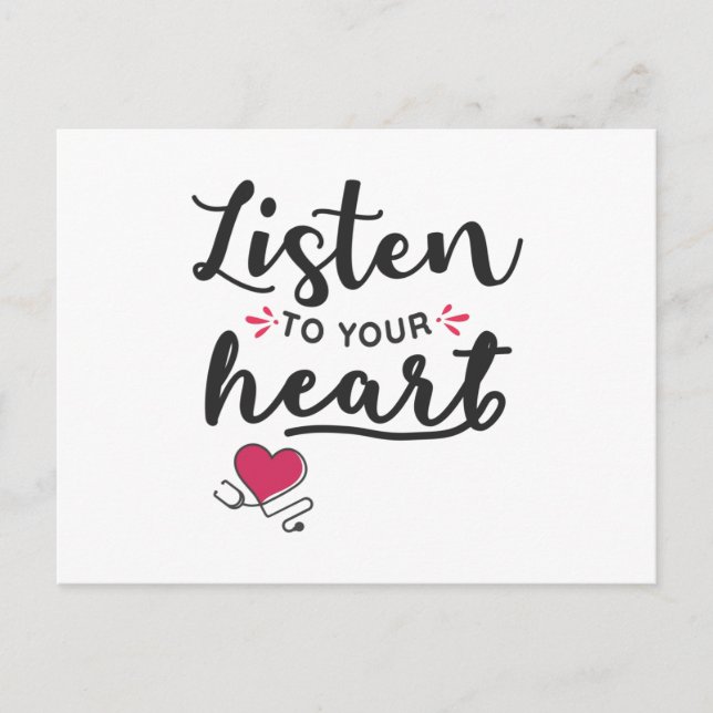 Listen to your heart stethoscope postcard (Front)