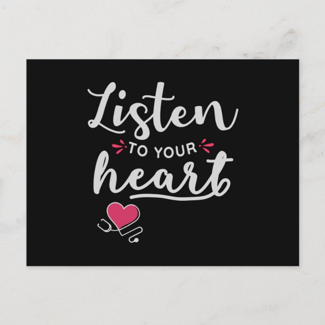 Listen to your heart stethoscope postcard (Front)