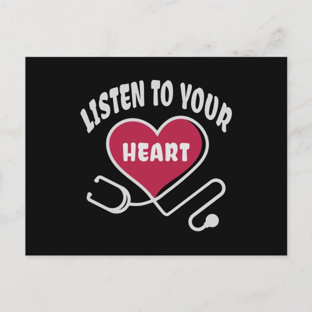 Listen to your heart stethoscope postcard (Front)