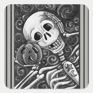 LISTEN TO YOUR PUMPKIN, HALLOWEEN SKELETON STICKER